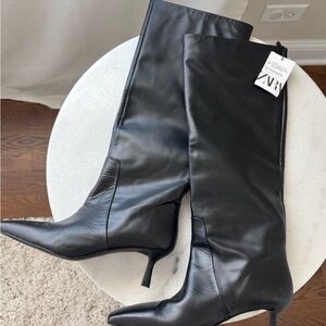 Zara Black Heeled Boots